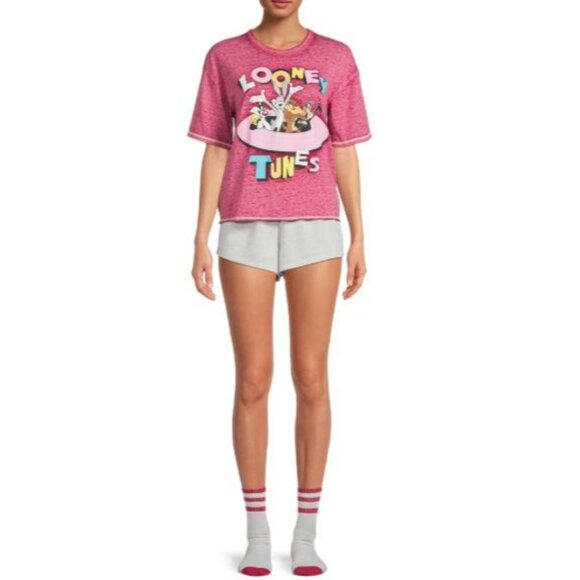 NWT Warner Bros Women’s XS Looney Tunes 3-Piece Shorty Sleep Set Cozy Sleepwear - Picture 2 of 3